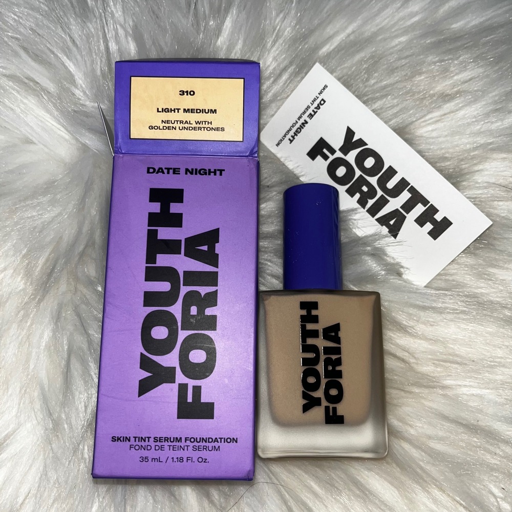 Youthforia Date Night Skin Tint Serum Foundation 310 Light Medium 1.18oz‎ NIB